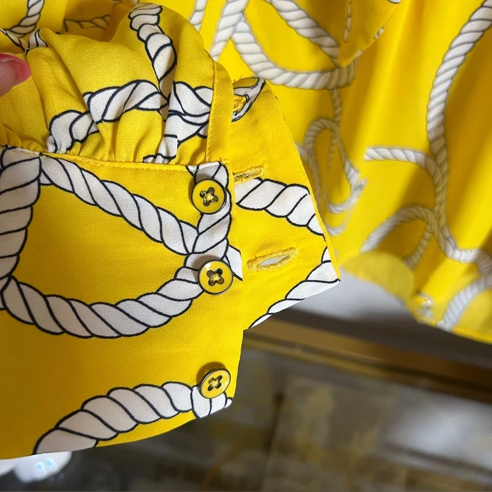 Cabi Yellow Nautical Reef Knot Blouse Top Small . #5707 - Picture 5 of 9